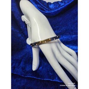 Vintage Vintage Swarovski Crystal Goldtone / Silvertone Bangle Bracelet, prelove